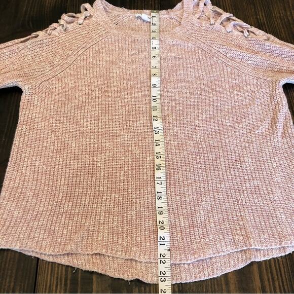 Cloud Chaser Y2K Pink Crewneck Sweater Cutout Ribbed Women’s XL Cozy Stretch - Picture 5 of 9